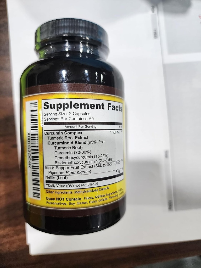 Turmeric Curcumin Complex with Piperine, 100% Pure - 120 Capsules 5