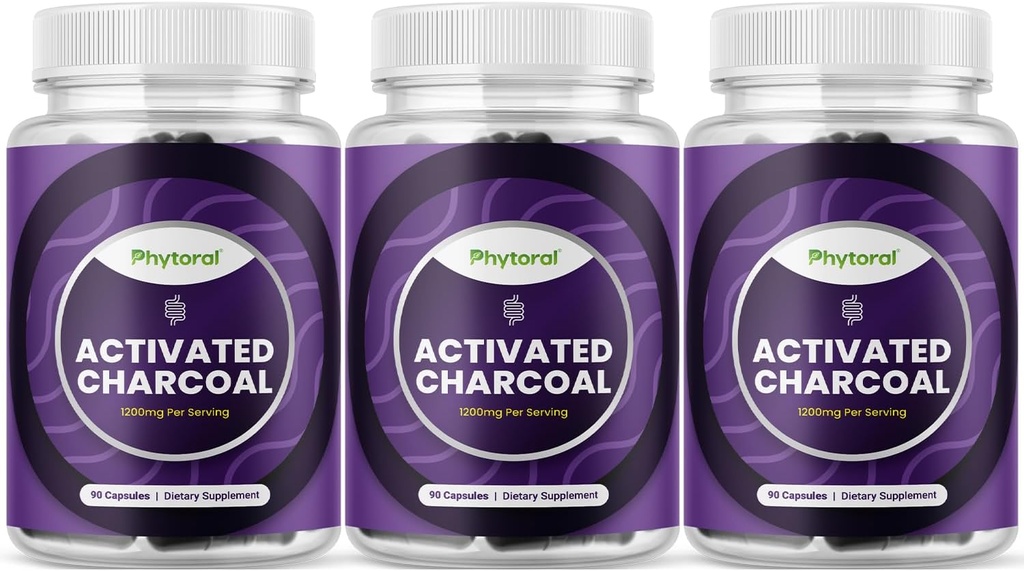 Activated Charcoal Pills Detox & Cleanse - Purifying Coconut Capsules with 1200 mg Per Serving for Bloating Relief - Active Detoxification Supplement for Body & Gut Health - 90 Count - 3 Pack 2