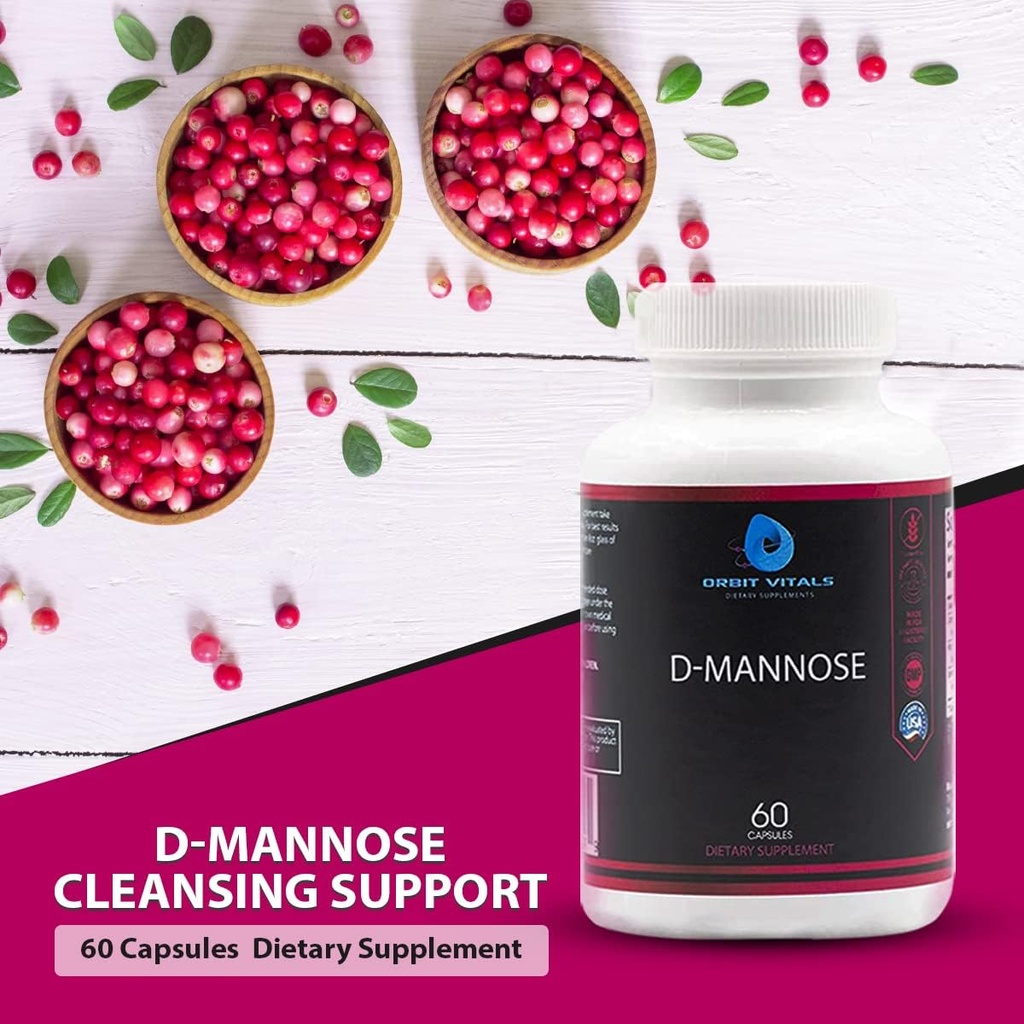 D-Mannose with Cranberry, Dandelion & Hibiscus Extract - Aids in Bladder, Urinary Tract Support, Flush Impurities - Ultra Absorption Gluten Free & Non GMO | 60 Capsules 5