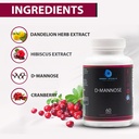 D-Mannose with Cranberry, Dandelion & Hibiscus Extract - Aids in Bladder, Urinary Tract Support, Flush Impurities - Ultra Absorption Gluten Free & Non GMO | 60 Capsules 6