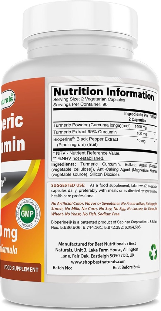 Turmeric Curcumin 1500mg with Bioperine & Magnesium Oxide 500 mg