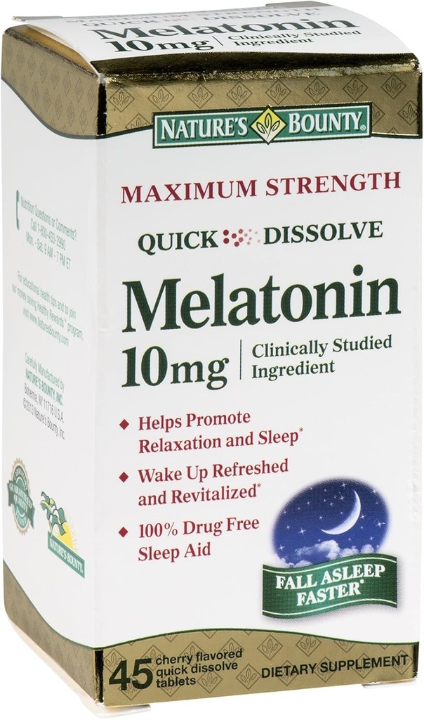 Nature's Bounty Melatonin 10 mg Quick Dissolve Tablets 45 ea (Pack of 3)