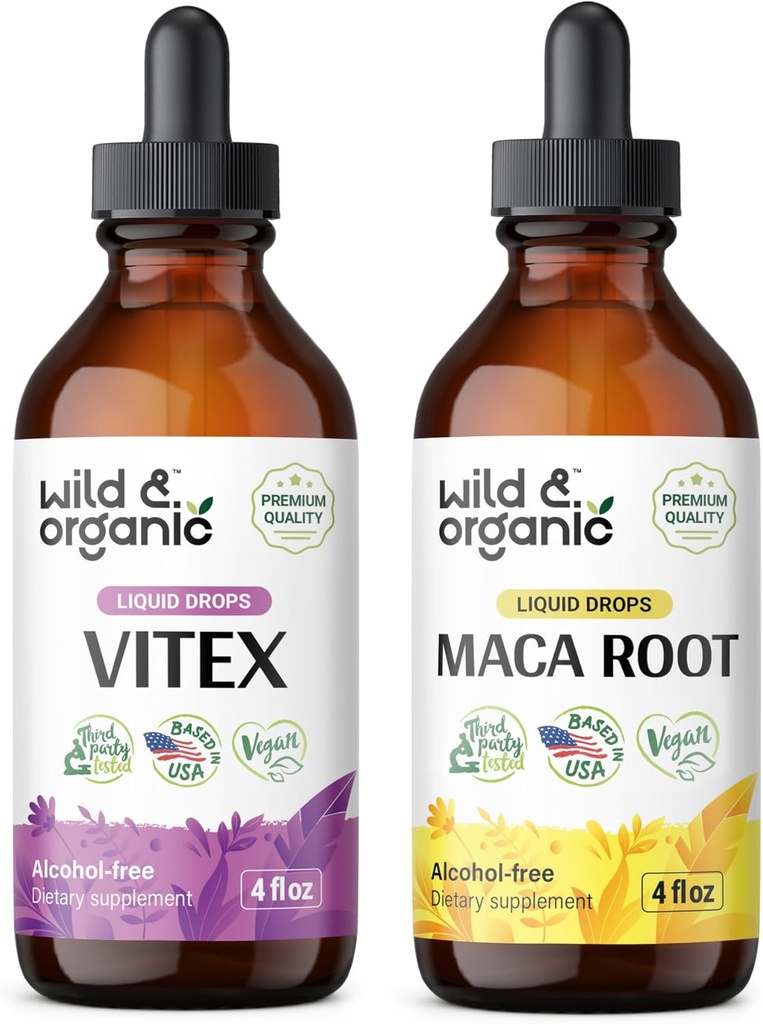 Wild & Organic Vitex Tincture 4 fl oz & Maca Root Tincture 4 fl oz