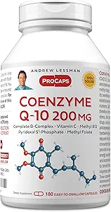 ANDREW LESSMAN Coenzyme Q-10 100 mg 180 Capsules - Essential for Energy Production and Optimum Key Organ Function, Anti-Oxidant Support, Depleted by Aging, Plus B-Complex. Easy to Swallow Capsules