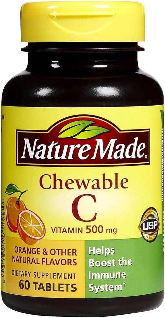Nature Made Vitamin C 500 mg Chewable Tablets, Orange 60 ea (Pack of 4)