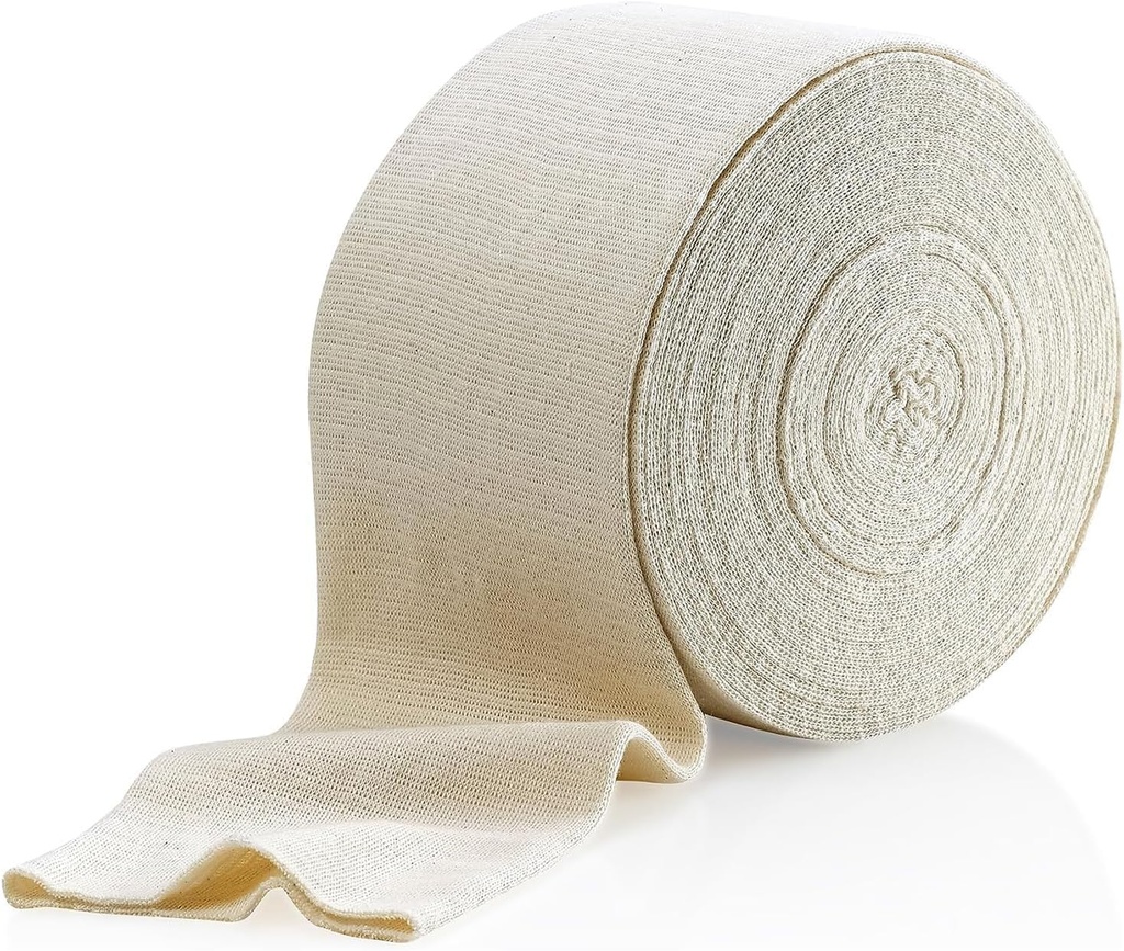 Elastic Tubular Support Bandage Size F, 10M Box - Natural Color (4" x 33 Feet) for Large Knee Support Bandage -Medium to Large Thigh, Cotton Spandex
