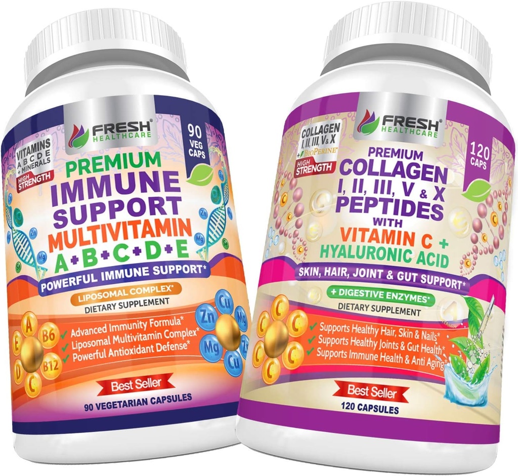 FRESH HEALTHCARE Immune Multivitamin and Collagen Peptides - Bundle