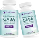 Liposomal GABA Supplements 1000mg with L-Theanine 200mg,High Absorption,Ashwagandha,Chamomile,Tart Cherry Herbal Supplement for Adults,120 Softgels,Non-GMO,Gluten Free