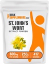 BulkSupplements.com St. John's Wort Extract - St. Johns Wort Supplement, Herbal Supplement for Mood - Vegan & Gluten Free, 600mg per Serving, 250g (8.8 oz) (Pack of 1)