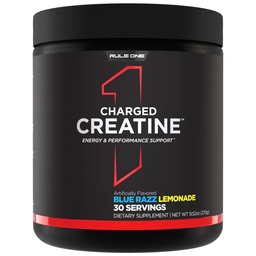 Rule 1 Proteins Charged Creatine - Multi-Function Workout Supplement with Creatine, Electrolyte, and Energy Blends for Intensity, Performance, & Hydration Support (30 Servings, Blue Razz Lemonade)