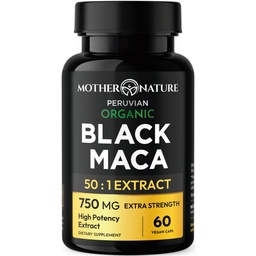 Black Maca Root 50:1 Extract 37,500mg – 60 Capsules Organic Peruvian Maca Peruana Supplement for Men | High Potency Energy, Mood & Performance Support | Vegan, Non-GMO