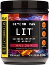 BEYOND RAW LIT V2 Clinical Strength Pre Workout Powder, Hits Harder, Bigger Pumps, Caffeine, L-Citrulline, Creatine, Apple Crisp, 30 Servings