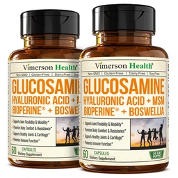 Joint Support Supplement with Glucosamine Sulfate, Hyaluronic Acid, Boswellia & MSM – Supports Joint Health, Mobility & Bone Strength – for Daily Use – FSA Eligible 2 Pack