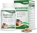 Salate Lion's Mane Supplement Organic Mushroom Extract for Memory and Focus, Immune Support Brain Capsules, 100% Fruit Body Extracts, No Mycelium Vegan Mushroom Supplement (90 Caps)