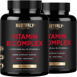 Vitamin B Complex - Contains All Essential B Vitamins - B1, B2, B3, B5, B6, B7, B9, B12 and Biotin - Super B Complex Vitamins for Energy, Immunity Support - 180 Tablets