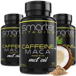 (3 Pack) Smarter Energy Pills, 200mg Caffeine & Coconut MCT Oil with Maca Root, 150 Liquid Softgels
