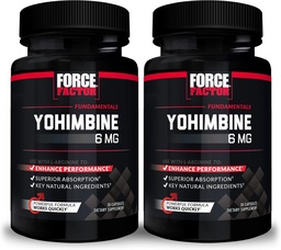 Force Factor Yohimbine Supplement for Men, Yohimbe Bark Extract with Superior Absorption to Enhance Performance, 6mg Yohimbine Bark Pills with Key Natural Ingredients, 30 Count (Pack of 2)