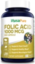 NusaPure Folic Acid 1000mcg 200 Veggie Caps (Non-GMO, Vegetarian, Gluten Free)