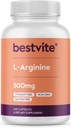 BESTVITE L-Arginine 500mg (240 Capsules) - No Magnesium Stearate - No Silicon Dioxide - No Fillers - Non GMO - Gluten Free