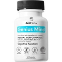 Genius Mind® Nootropic Brain Supplement, Support Cognitive Function, Energy Levels, Focus & Memory Function - 17 Brain Boosting Ingredients Including Lions Mane, Bacopa, Ginkgo & Vitamin B12