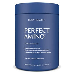 BodyHealth PerfectAmino (600 ct) Easy to Swallow Tablets, Essential Amino Acids Supplement with BCAAs, Vegan Protein for Pre/Post Workout & Muscle Recovery with Lysine, Tryptophan, Leucine, Methionine