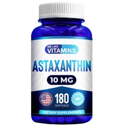 We Like Vitamins Astaxanthin 10mg Softgel - Highly Potent Astaxanthin Supplements from Haematococcus Pluvialis - Improves Eye, Joint, Skin Health & Energy Levels - 180 Servings, 6 Month Supply