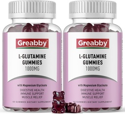 L Glutamine 1000mg Gummies - Muscle Relief & Immune Support, Amino Acid Supplement with Magnesium Glycinate, Vegan & Non-GMO, Gluten Free (120 Count)