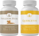 PURE ORIGINAL INGREDIENTS Psyllium Husk & Quercetin Capsule Bundle (100 Capsules Each), No Additives or Fillers, Lab Verified