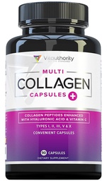 Multi Collagen Peptides Capsules for Women - Hydrolyzed Collagen for Women Pills with Types I II III V & X Plus Vitamin C & Hyaluronic Acid for Beautiful Hair Skin and Nails - 30 Servings