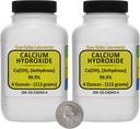 Calcium Hydroxide [Ca(OH)2] 99.9% ACS Grade Powder 8 Oz in Two Space-Saver Bottles