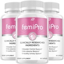FemiPro Supplement - Probiotic Femi Pro Pills, FemiPro 24 Hour Support Microbiome Probiotic Urinary Control Health, Femie Pro Reviews (3 Pack - 180 Capsules)
