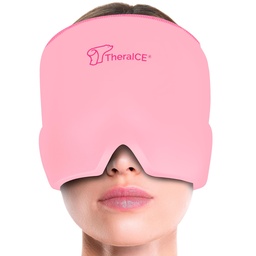TheraICE Migraine Relief Cap, Soothing Headache Hat Ice Pack Mask (Pink, One Size)