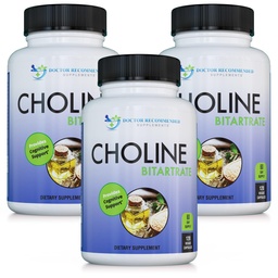 DOCTOR RECOMMENDED SUPPLEMENTS Premium Choline - 500 mg - 120 Veggie Capsules Supports Cognitive Health, Memory & More - 3 Pack