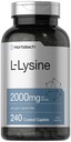 Horbäach L-Lysine Supplement 2000mg | 240 Caplets | Free Form L-Lysine Hydrochloride | Vegetarian, Non-GMO, Gluten Free