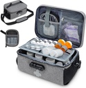 Pill Bottle Organizer Bag with Combination Lock, Lockable Medicine Bag Organizer, Travel Medicine Organizer with Portable Small Pouch, Medicine Lock Box for Prescription Bottles with Shoulder Strap