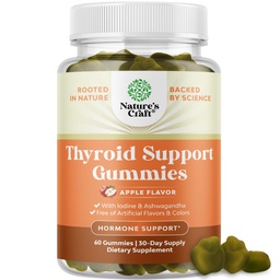 Natures Craft Thyroid Support Gummies - Thyroid Support Gummies for Comprehensive Support for Men and Women with Iodine Selenium and Other Potent Vitamins - Gelatin-Free Non-GMO - 60 Count