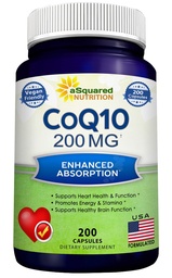 aSquared Nutrition CoQ10 (200 Capsules and 200mg) - High Absorption Vegan CO Q-10 Powder - Enzyme Ubiquinone Supplement Pills, Extra Antioxidant Coenzyme Q10 Vitamin, Coq 10 Alernative to Softgels