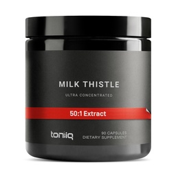 Toniiq Milk Thistle - Ultra High Potency 50:1 Extract with 80% Silymarin - Highly Concentrated - Third-Party Lab Tested - 90 Capsules
