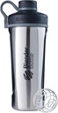 BlenderBottle Radian Shaker Cup Insulated Stainless Steel Water Bottle with Wire Whisk, 26-Ounce, Natural/Black