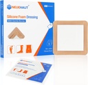 Silicone Foam Dressing with Gentle Adhesive Border 6''x6'', Bed Sore Pressure Ulcer Leg Ulcer Silicone Wound Bandage, High Absorbency Waterproof, 5 Pack by NeueHaut