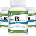 Quality Choice Vitamin B1 Thiamin 100 mg Energy Support, Nervous System Function, & Brain Health Vitamin Supplement Tablets, 100 Count Bottles (3 Pack)