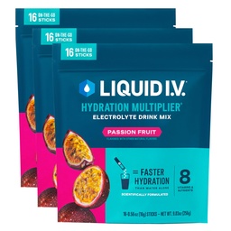 Liquid I.V.® Hydration Multiplier - Passion Fruit | Electrolyte Powder Drink Mix | 3 Pack (48 Servings)