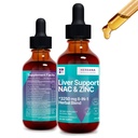 Liver Support & NAC, Zinc - 2 fl oz Liquid Drops with Milk Thistle, Dandelion Root, Chicory, Turmeric, Beet Root, Chanca Piedra - Liver Cleanse & Detox Supplement