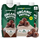 Purely Inspired Ready to Drink Organic Protein Shake, Decadent Chocolate (12 Pack) - Plant-Based RTD Nutritional Protein Drinks - Zero-Sugar & Gluten-Free Meal Replacement Drink Liquid Protein
