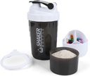 Shaker Bottle - Protein Shaker Cup with Storage Compartments - Leak-proof Workout Shake Bottles with Mixer for Smooth Mixing-500ML/16oz (WHITE & BLACK)