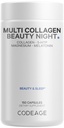 Codeage Multi Collagen Protein Beauty Night - Melatonin, Magnesium Bisglycinate, 5-HTP, L-Theanine, English Lavender Flower, Bone Broth - Vitamins - Supplement - Sleep Pills - Non-GMO - 150 Capsules