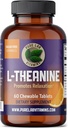 Pure Lab Vitamins L-Theanine 125 mg - 60 Sugar Free, Chewable Tablets 30 Days Supply | Promotes Relaxation, Mental Focus | Improves Sleep Quality Made in Canada