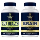 Balanced Vibe Brain+Gut Health Axis | Memory+Focus | Gut Health Supplement | Plant-Based Support for Memory, Focus & Gut Inflammation Response | 90 Caps Each