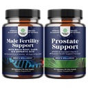 Bundle of Pre Conception Male Fertility Supplement with CoQ10, Maca Root, Methyl Folate & D-Aspartic Acid and Herbal Prostate Supplement for Men - Beta Sitosterol & Green Tea for Urinary Tract Support