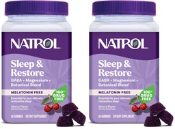 Natrol Sleep & Restore Magnesium Glycinate Blend Gummies,Magnesium for Sleep Aids for Adults,Melatonin-Free,Cherry Flavored,30 Day Supply,(Pack of 2)